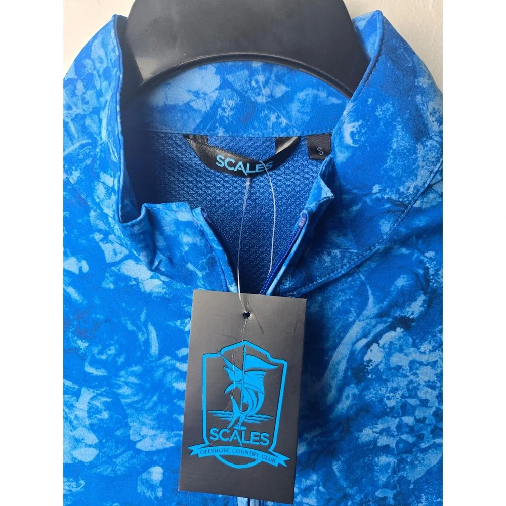 Scales‎ Men's Quarter Zip Jacket Royal Camo Small NWT - Picture 2 of 7